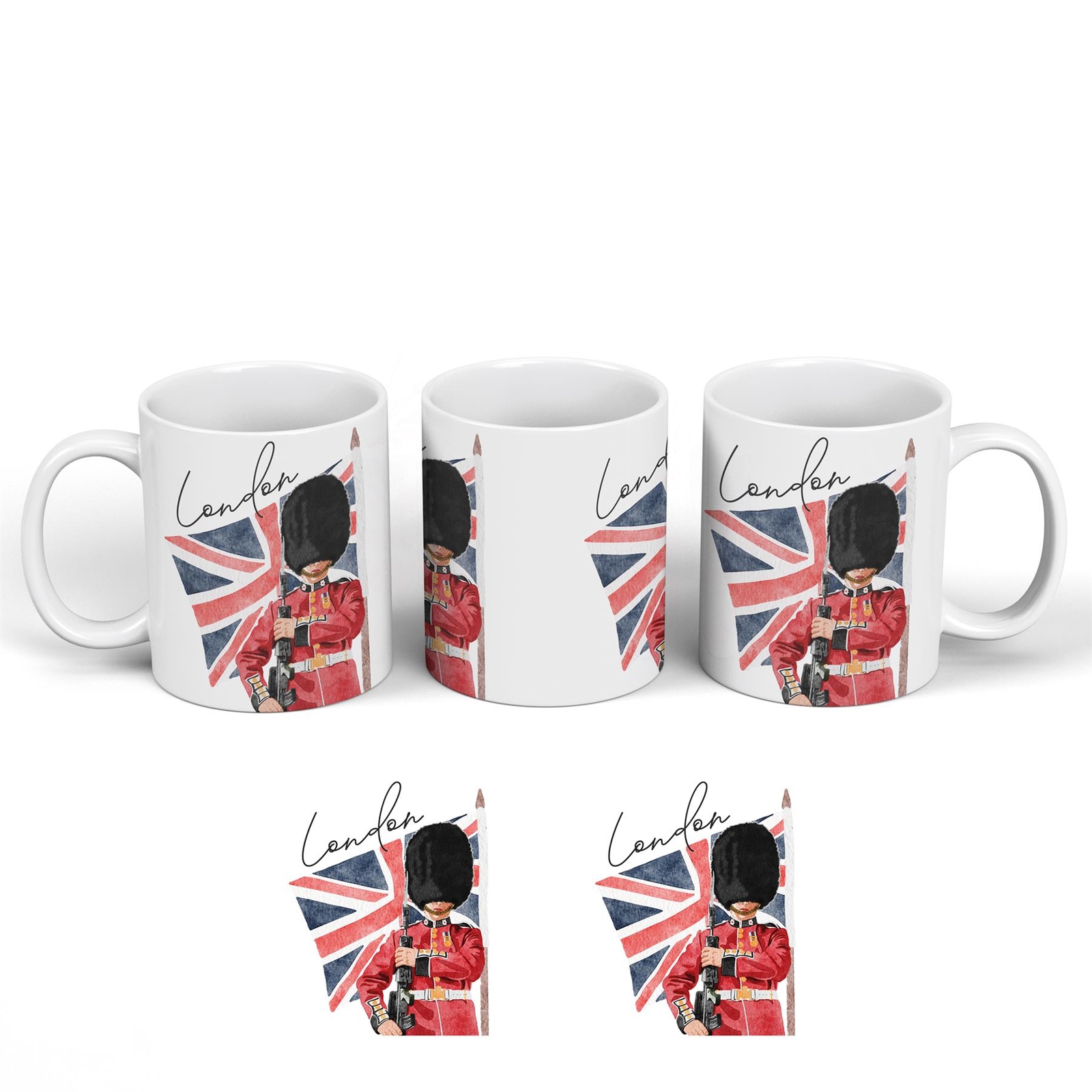 London Kings Guard Union Jack Illustration Souvenir Ceramic Mug
