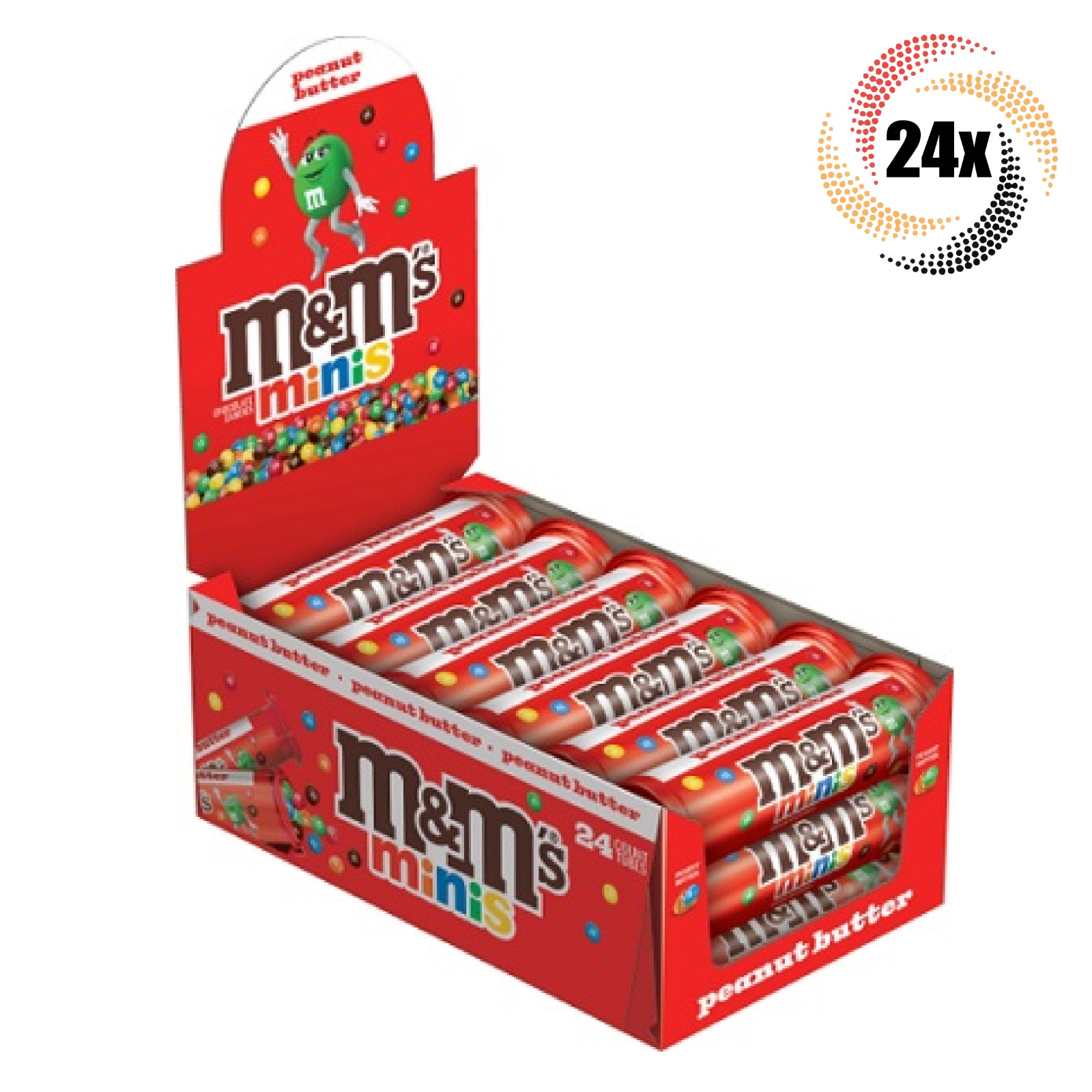 Полная коробка из 24 тюбиков с арахисовым маслом M-Ms, ассорти шоколадных конфет King Chocolate | 1,74 унции