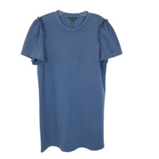 NWT Womens Size Large For Cynthia Ruffle Accent Silky Scuba Knit Shift Dress NEW