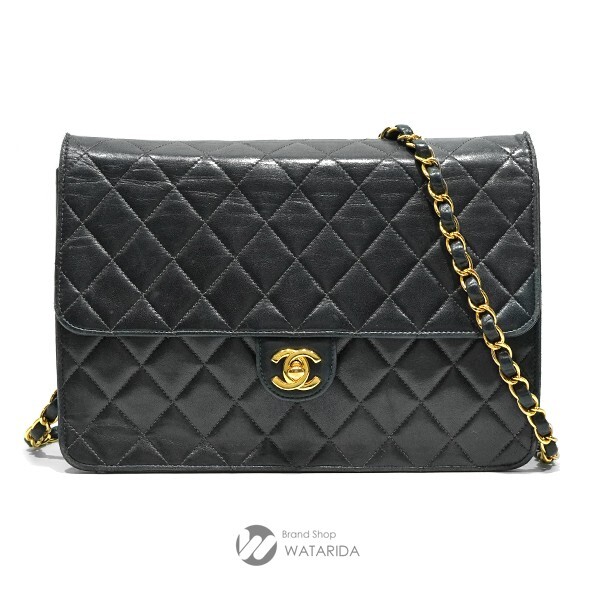 CHANEL Lambskin Matelasse Single Flap Shoulder Bag with Chain