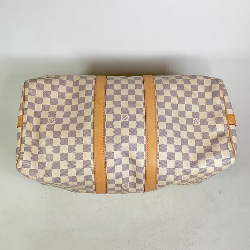 Louis Vuitton Damier Azur Keepall Bandouliere 45 Canvas Boston Bag - Picture 6 of 20