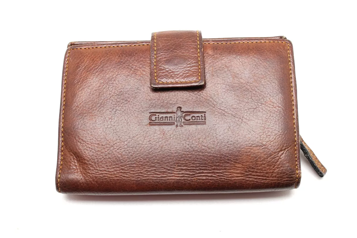 Gianni Conti Brown Leather Medium Bifold Wallet