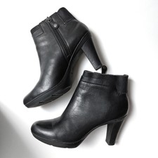 GEOX Respira Black Leather Womens Ankle Boots...