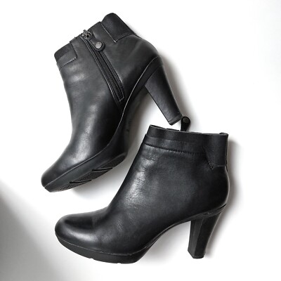 GEOX Respira Black Leather Women's Ankle Boots Size 39