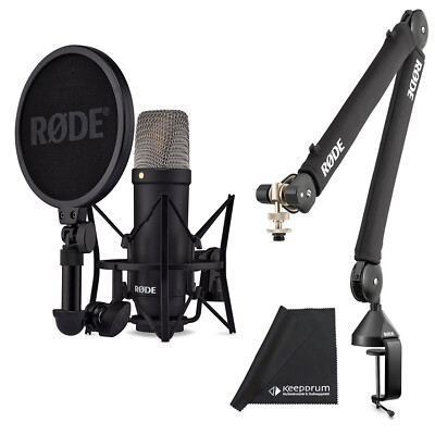 Rode NT1 Signature Black Studio-Mikrofon + PSA-1+ Gelenkarm-Stativ + Tuch