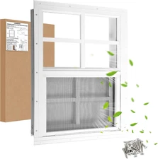 16" W X 16" H Shed Window,Sliding Window, Aluminum White Flush Mount with Temper