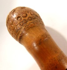 Antique JAPANESE Carved Bamboo Cane with a Geisha, Swagger Knob Walking Stick
