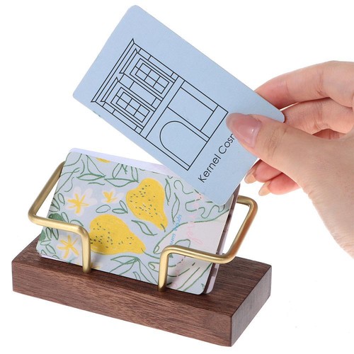 Wooden ID Card Holder Office Supply Business Card Holder Desk Organizer ...