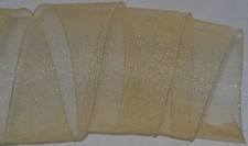 Wired Ribbon Sheer Christmas Gold Sparkle Holiday Wreath Gift Craft Bow