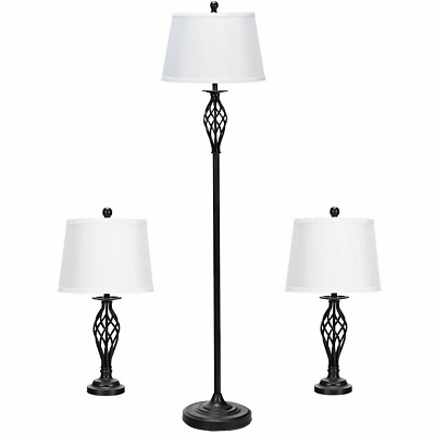 Table Lamps 1 Floor Lamp Fabric Shades, Floor Lamp Set