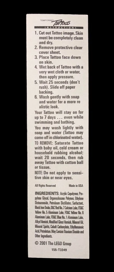 Lote De Colección 12 Piezas LEGO Auténtico 2001 Tatuaje Temporal 4 en Cada Hoja Favores de Fiesta Foto 3 de 3