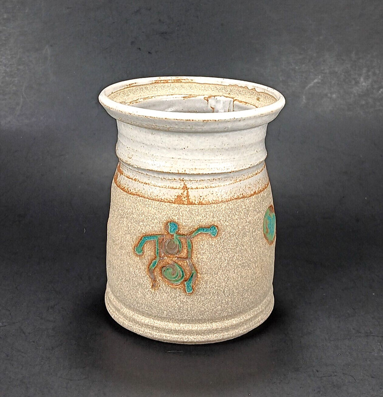 Native Coffee Mug Turtle Handle-less Stoneware Pottery Southwest Art Sandstone