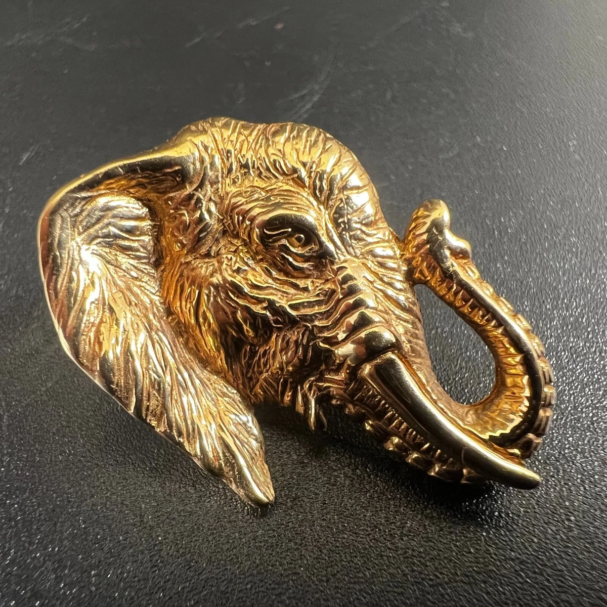 KBN 14k Yellow Gold Elephant Earrings Really Unique BEAUTIFUL