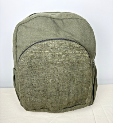 Freakmandu Made in Nepal Pure Hemp Mini Backpack Eco-Friendly Boho Bag Green