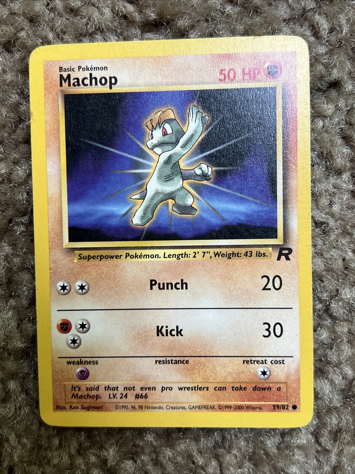 Pokemon Machop 59/82 Team Rocket Vintage Unlimited Common Card WOTC 2000 NM