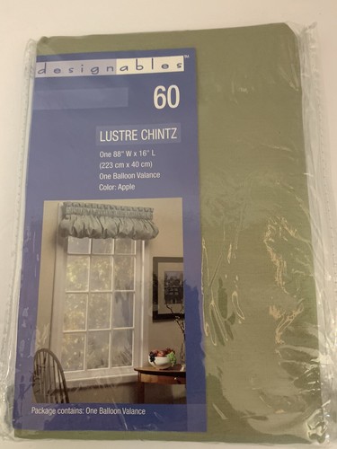 2 Designables Luster Chintz Valance(s)Curtain Green Apple 88 W X 16 L New - Picture 2 of 5