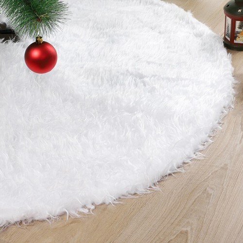 Christmas Tree Skirt Fluffy Xmas Tree Skirt Decorations for Holiday Winter Decor - Picture 9 of 18
