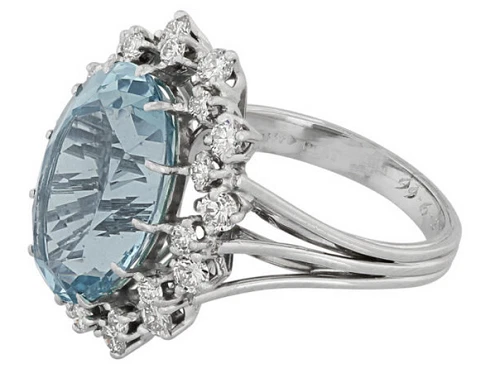 14.06CT Aquamarine & Cubic Zirconia Women Gorgeous Ring In 935 Argentium Silver  - Image 4 of 4