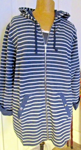 Style & Co Sport Womans Blue & White Full Zip Front Hoodie Sz 1X Cuff Sleeve~NWT
