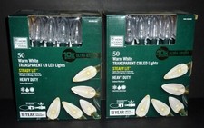 2 Pack 50-Light C9 Transparent Warm White Ultra Bright LED String Light Set