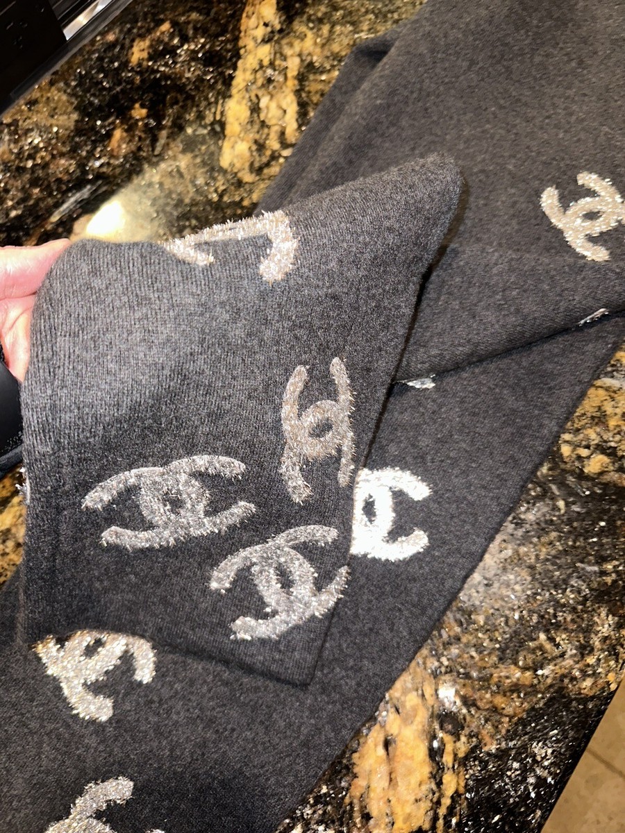 Chanel Grey Cashmere Glitter CC Logo Unisex Pants | eBay