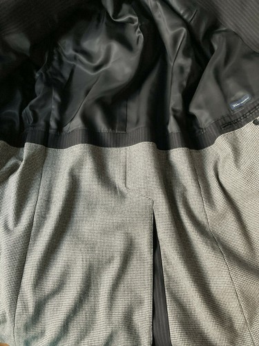 NEW CANALI Men's Wool Coat Overcoat 44R Insulated Black Tonal Stripe VINTAGE - Picture 6 of 9
