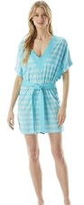 NWT MICHAEL KORS TURQUOISE OVERSIZED BELTED TUNIC SWIMSUIT COVER-UP MSRP 158.00