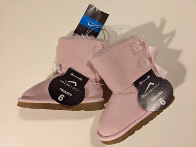 Polar Edge Girls' Boots Pink Ribbons Size 6 - Cute!
