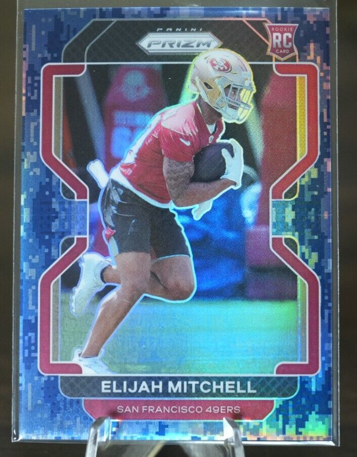 2021 Panini Prizm Rookie Navy Camo Prizm /25 Elijah Mitchell #399 Rookie 49ers !