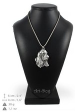 Basset Hound - silver plated necklace on silver cord, Art Dog USA