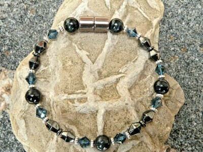 Pick 1 Of 8 Magnetic Hematite Bracelet Anklet Necklace n Swarovski AAA+ Therapy