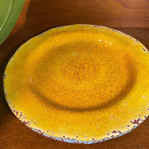 Set Of 4 Pier 1 Imports Rustic Melamine Plates 10.5" Each Multi-Color Design - Picture 2 of 6