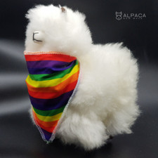 Plush Toy Llama made with Real Alpaca Fur | 9" | FREE SHIPPING | Bag + Bandana