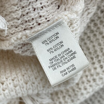 little  Rebecca Taylor Tuck Stitch Sweater Women Medium Off White Frayed