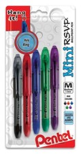 Pentel RSVP Mini Ball Point Pen 1.0mm Med Point Asst Colors 5/Pk Office School