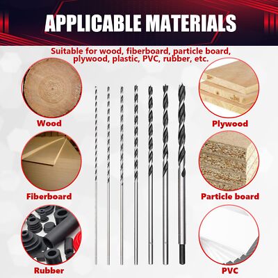 7Pcs Long Drill Bits For Wood, Auger Bore Drill Bit Set, 12" Speedbore