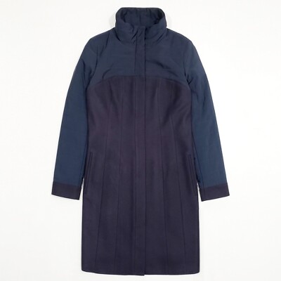 MART VISSER Wool Blend Hybrid Woven Coat Full Zip Mix Media Navy Purple 42 L-XL