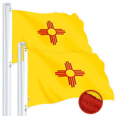 G128 2 Pack: New Mexico NM State Flag 2.5x4 Ft Embroidered 220GSM Spun Poly