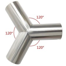 Stainless Steel Y Shape Pipe 3 Way Fitting Degree 120 Exhaust Tube Polished Tool