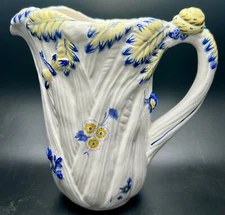 2000-04 SPODE IMPERIAL GARDEN FIGURAL PITCHER EMBOSSED CELERY, INSECTS & FLOWERS