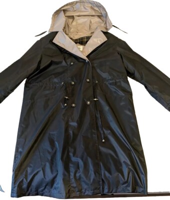 Vintage British Mist Womens Trench Rain Coat Black Windbreaker Jacket Size  20w