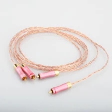 1pair 7N OCC Pure Copper Wire Braided HIFI Audio Interconnect RCA Cable