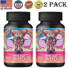 Premium Horny Goat Weed with Maca Root 1560mg Sexual Enhancer for Men Women 2pk