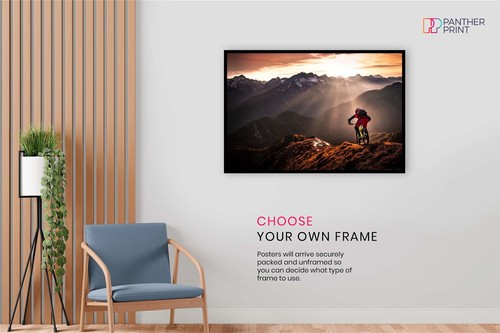 Mountain Bike Sunset Adventure Artistic Poster Wall Art Home Decor - Picture 2 of 4