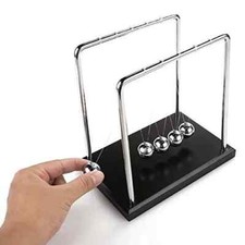 New Newton's Cradle with 1 Inch Balance Balls and 7.25" x 4.6" Black Wooden Base
