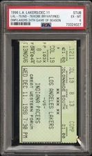 1996 KOBE BRYANT ROOKIE YEAR (DNP) TICKET STUB GAME #24 LAKERS/PACERS POP1 PSA 6