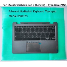 For Lenovo 14e Chromebook Gen 2 Palmrest No-Backlit Keyboard Touchpad 5M11C89153