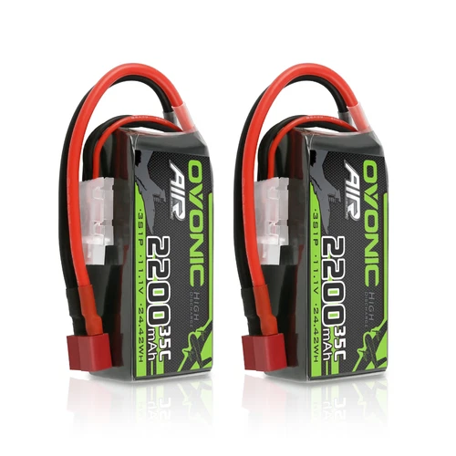 2X Ovonic 11.1V 2200mAh Short LiPo Battery 3S 35C T For RC Car 1/ 16 1/14 US