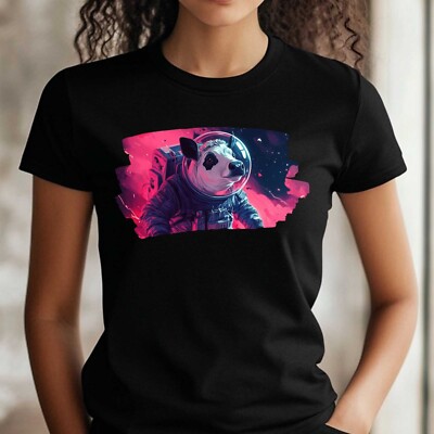 Women Cow as Astronaut Print Cotton T-Shirt Size XS to 3XL