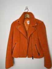 Gap Factory Fleece Stylish Biker Jacket Women Orange, Size S